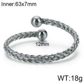 Steel Color Stainless Steel Twist Wire Braided Steel Ball Bangle