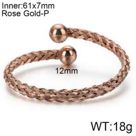 Rose Gold Stainless Steel Twist Wire Braided Ball Bangle