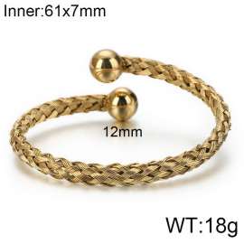Gold Stainless Steel Twist Wire Braided Ball Bangle