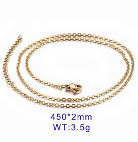 Stainless Steel Gold O-Shape Round Necklace Small Chain